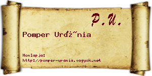 Pomper Uránia névjegykártya
